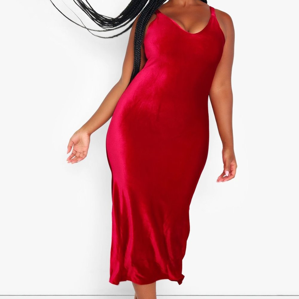 Burgundy Velvet Dress